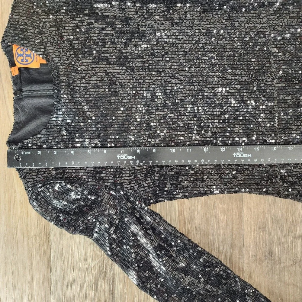 Tory Burch Black Sequin Dress Extra Small XS 3/4 Sleeve Party‎ Cocktail